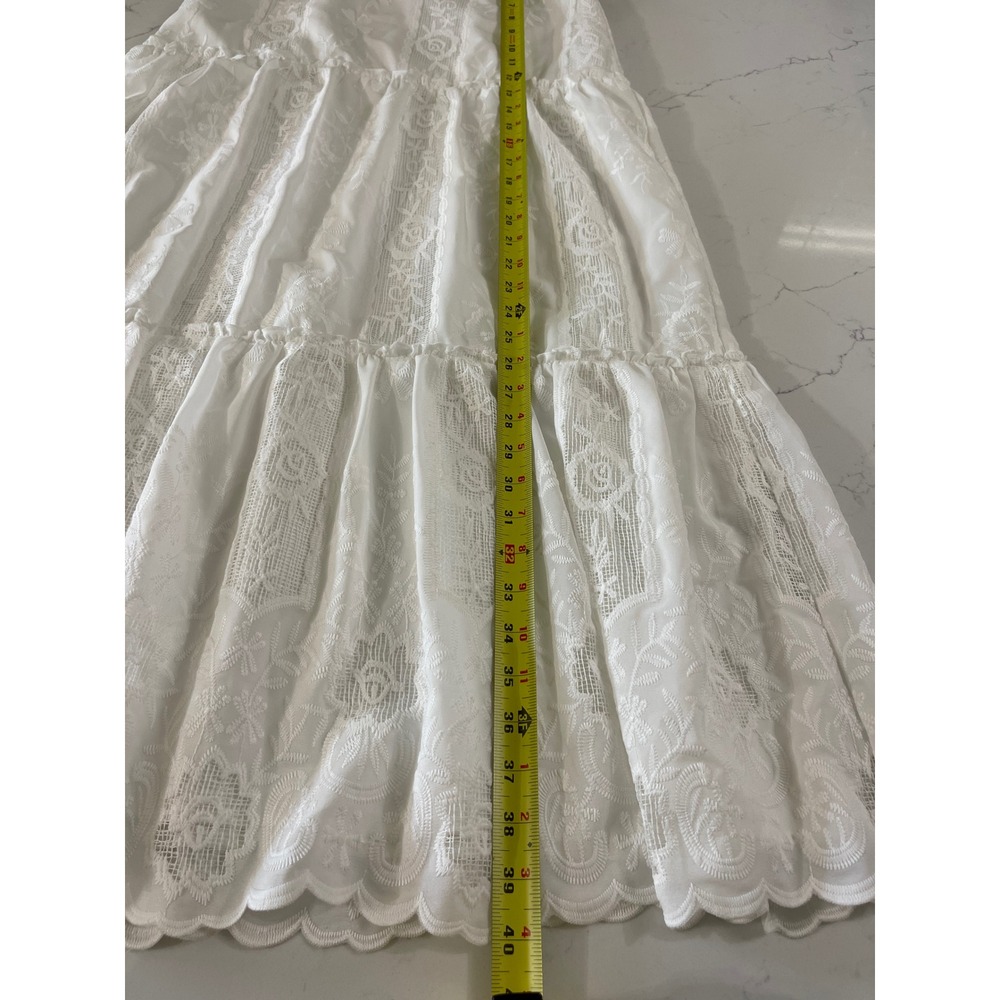 Altar'd State White Floral Lace Tiered Maxi Skirt XXS NWT concert Festival Boho - Picture 7 of 8
